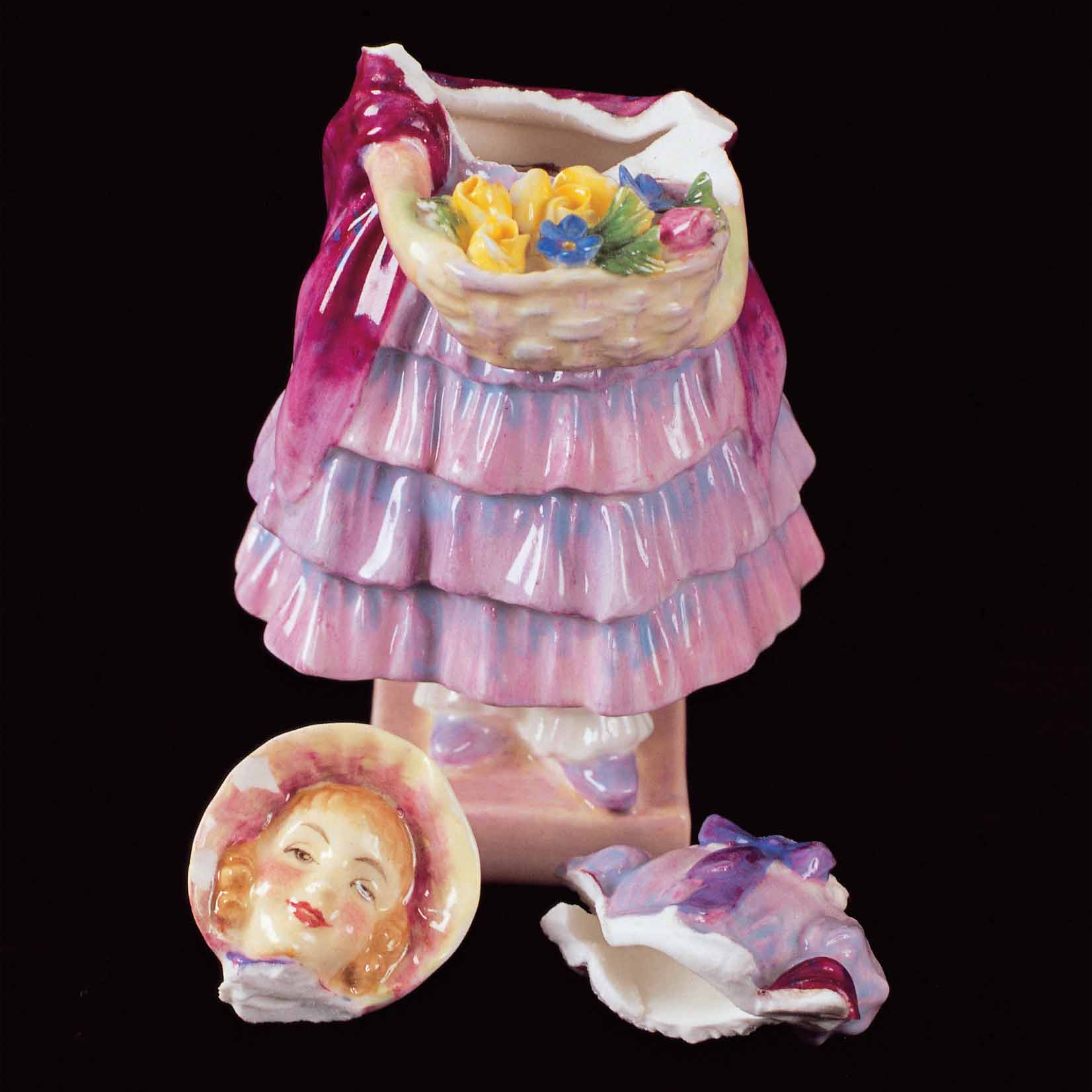 Antique Royal Doulton China Figurine Repair - Before Antique Royal Doulton China Figurine Repair - Before
